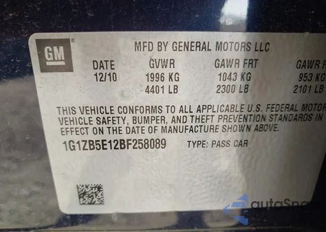 2011 Chevrolet Malibu Ls z USA, uszkodzony, nr VIN 1G1ZB5E12BF258089